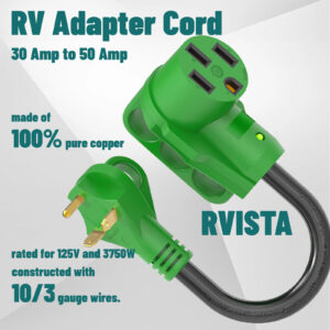 RVISTA NEMA TT-30P to NEMA 14-50R Electrical Converter RV Adapter Cord